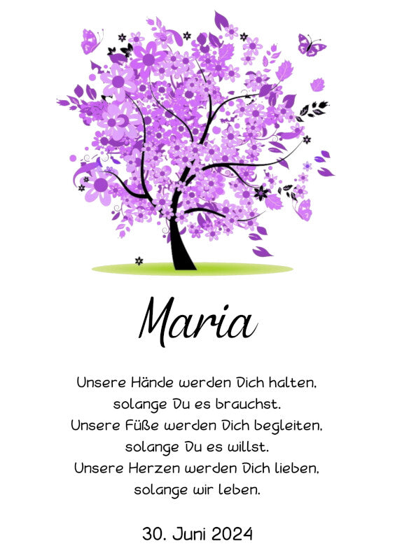 Taufkerze: Lila Blüten des Segens