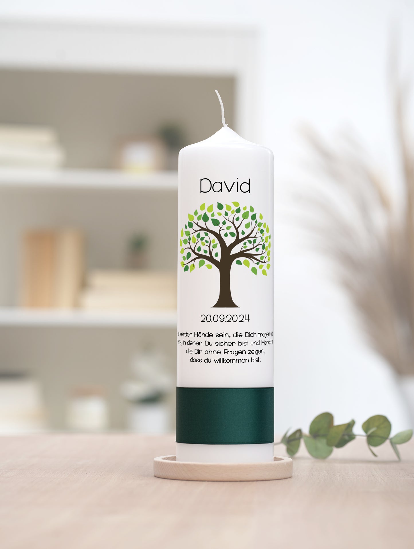 Taufkerze: Lebensbaum mit Frischem Grün