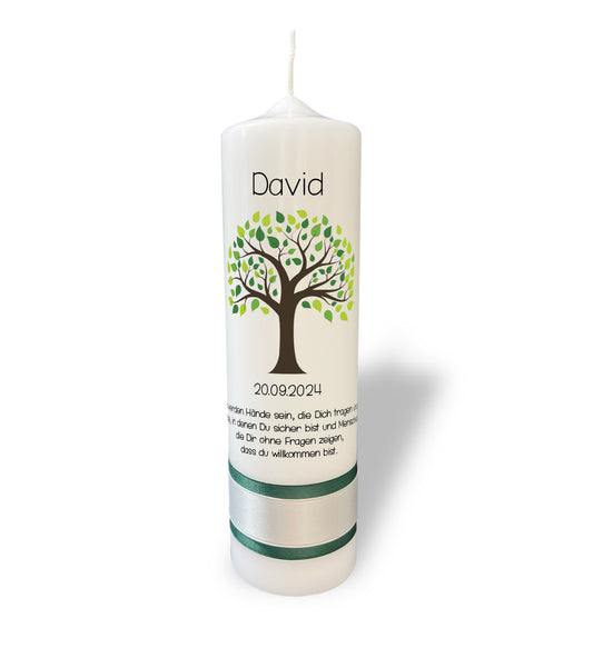 Taufkerze: Lebensbaum mit Frischem Grün