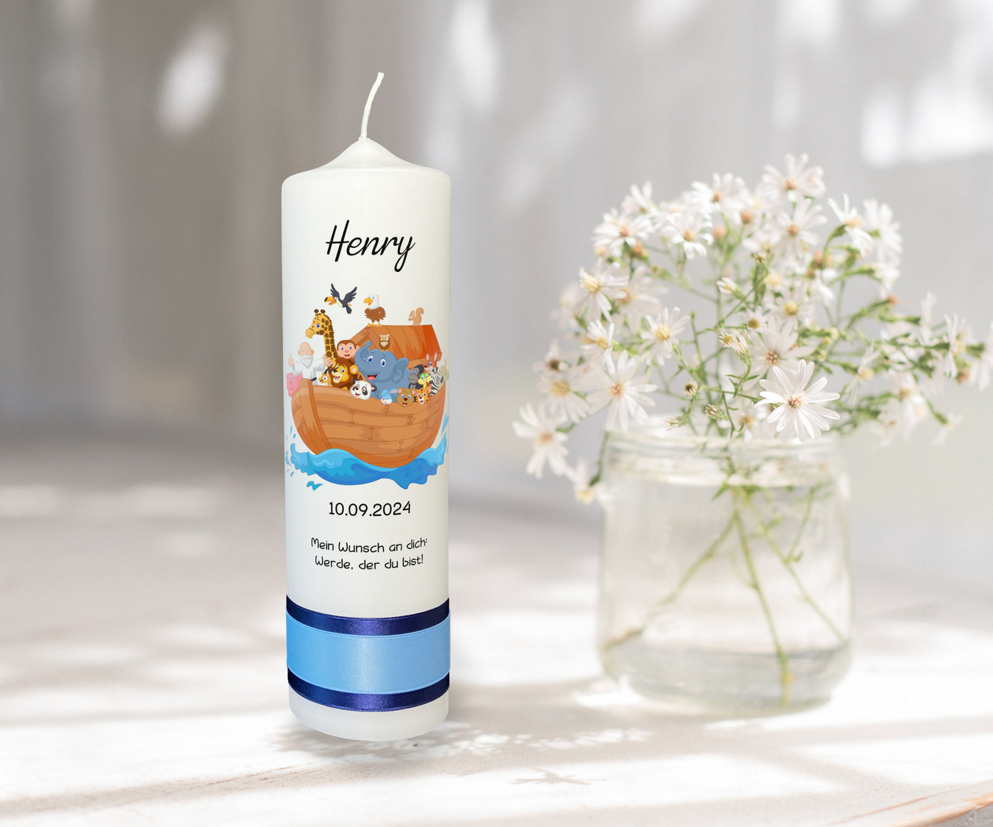 Taufkerze: Arche Noah – Segel des Lebens und der Hoffnung