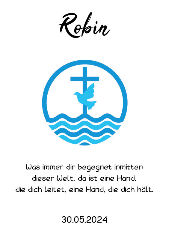 Taufkerze: Segenssymbole – Taube, Kreuz und Wasser