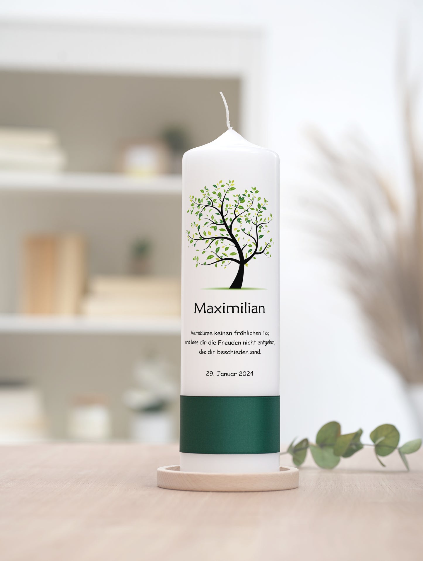 Taufkerze: Lebensbaum des Glücks