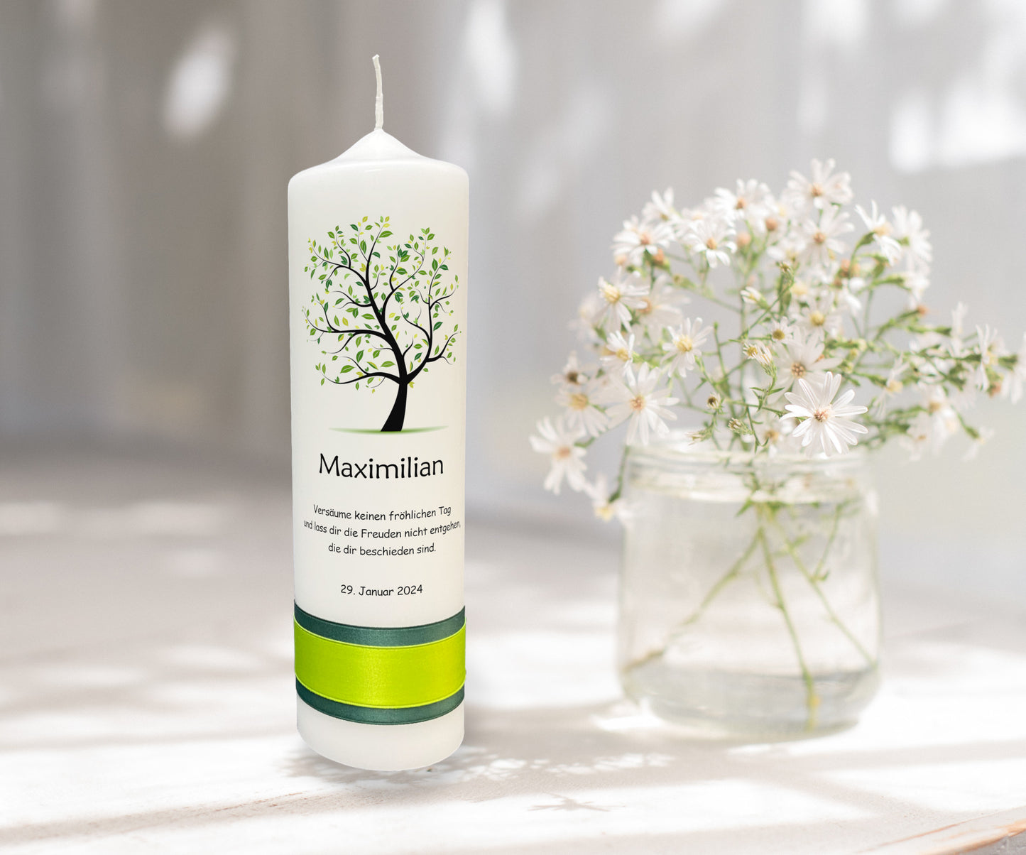 Taufkerze: Lebensbaum des Glücks