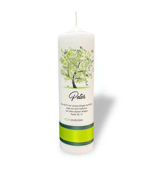 Taufkerze: Frühlingsbaum des Lebens