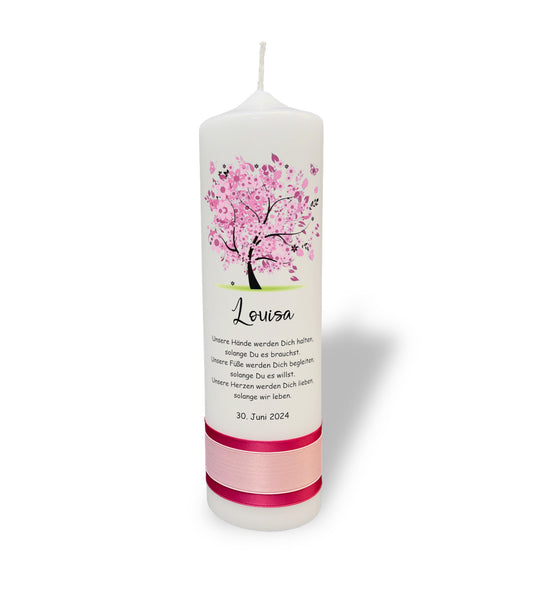 Taufkerze: Blütentraum in Rosa