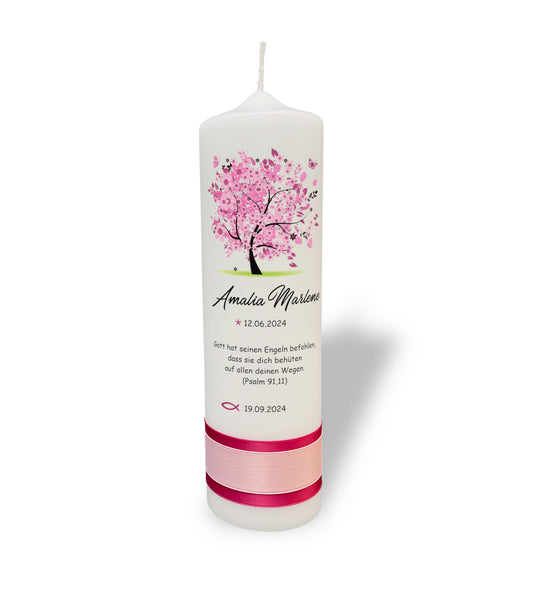 Taufkerze: Blütenzauber im Frühling