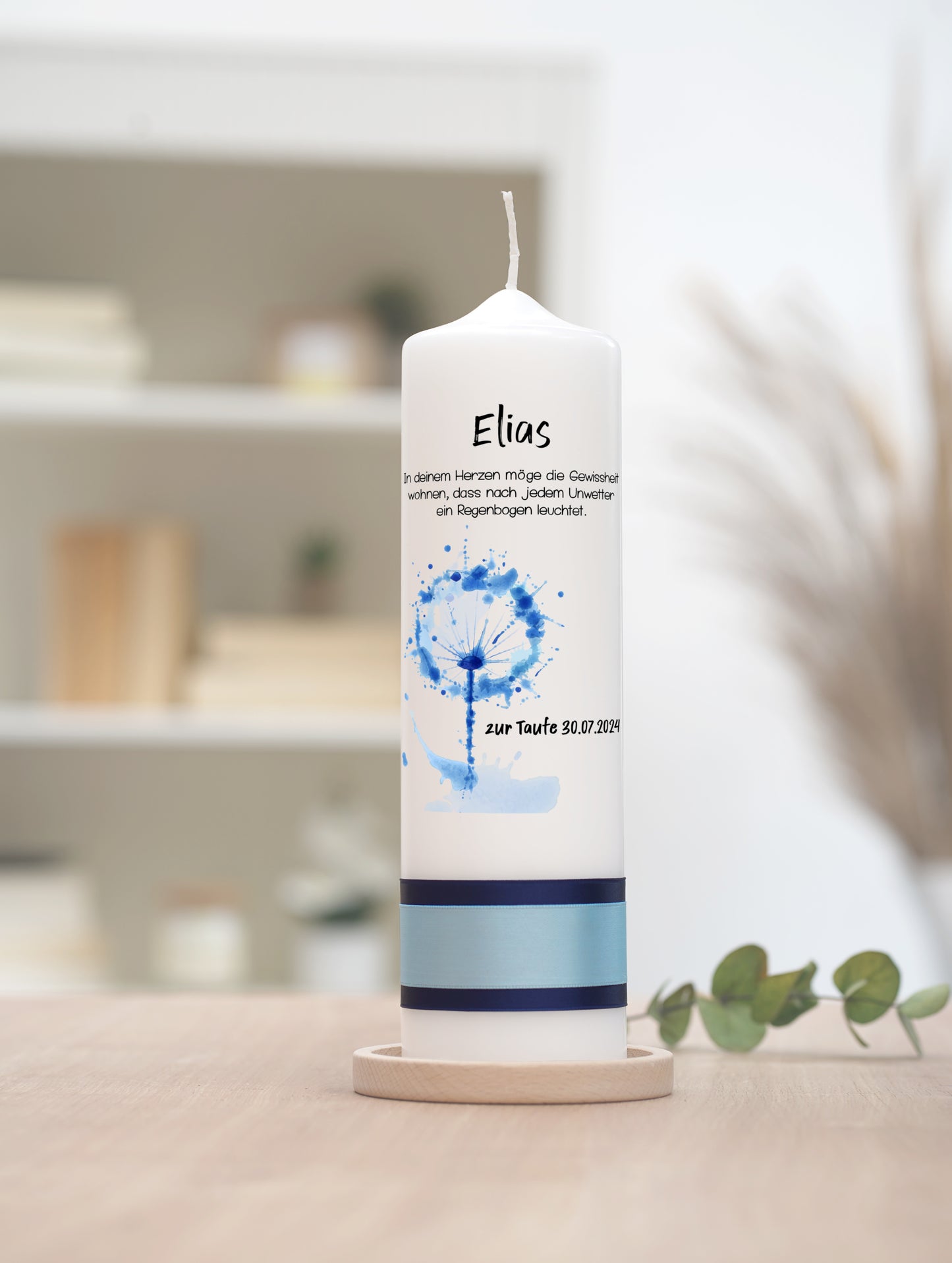 Taufkerze: Pusteblumen-Wunsch