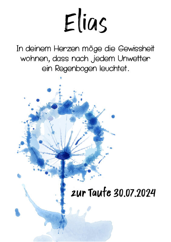 Taufkerze: Pusteblumen-Wunsch