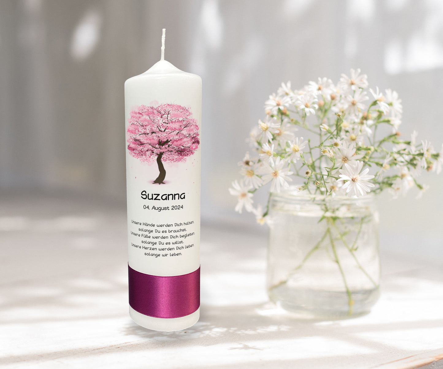 Taufkerze: Florales Erwachen
