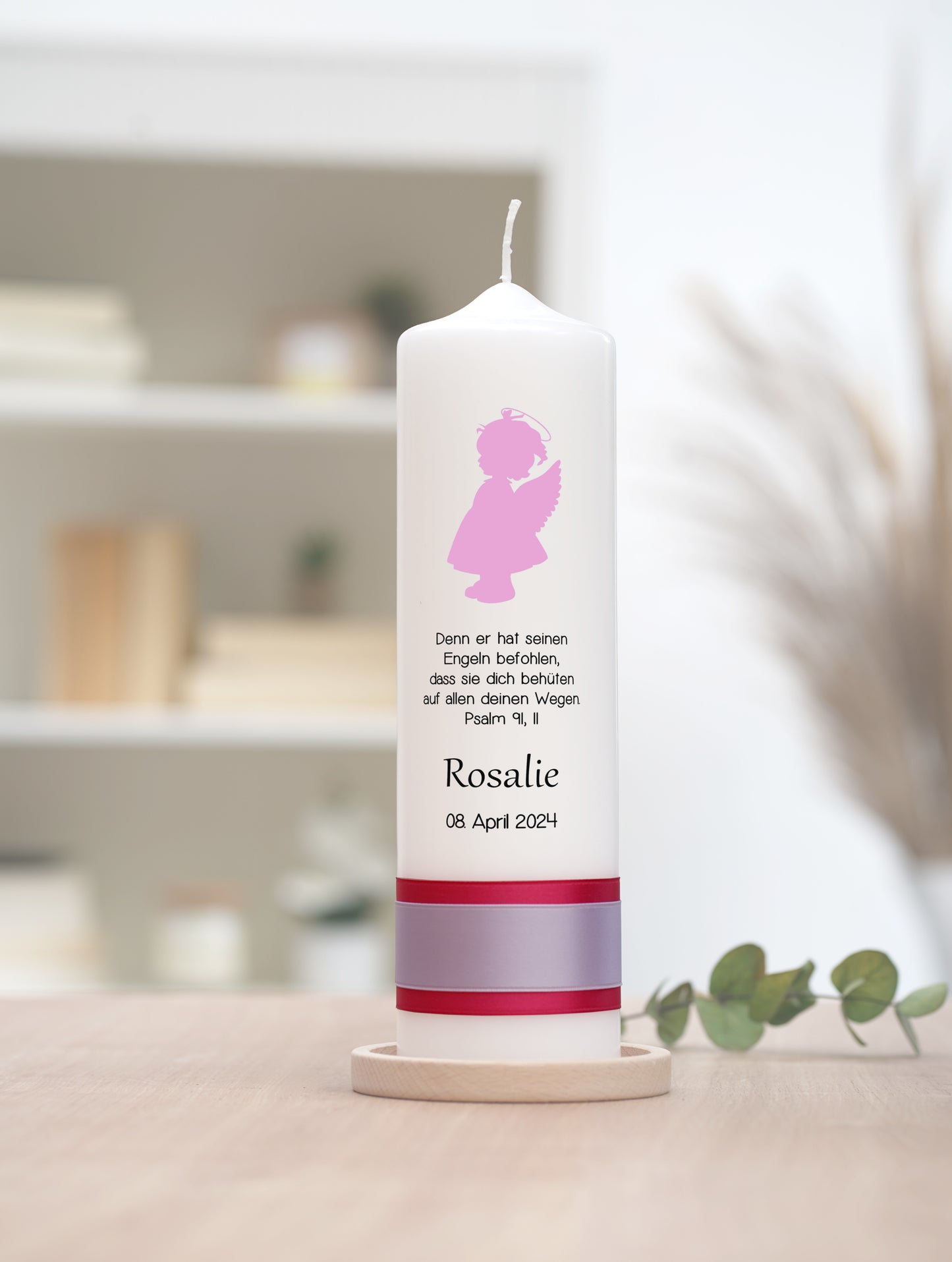 Taufkerze: Himmelsbote in Rosa