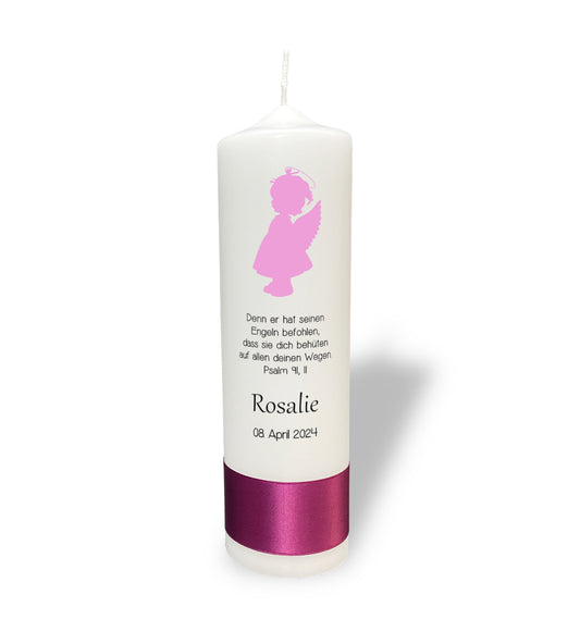 Taufkerze: Himmelsbote in Rosa