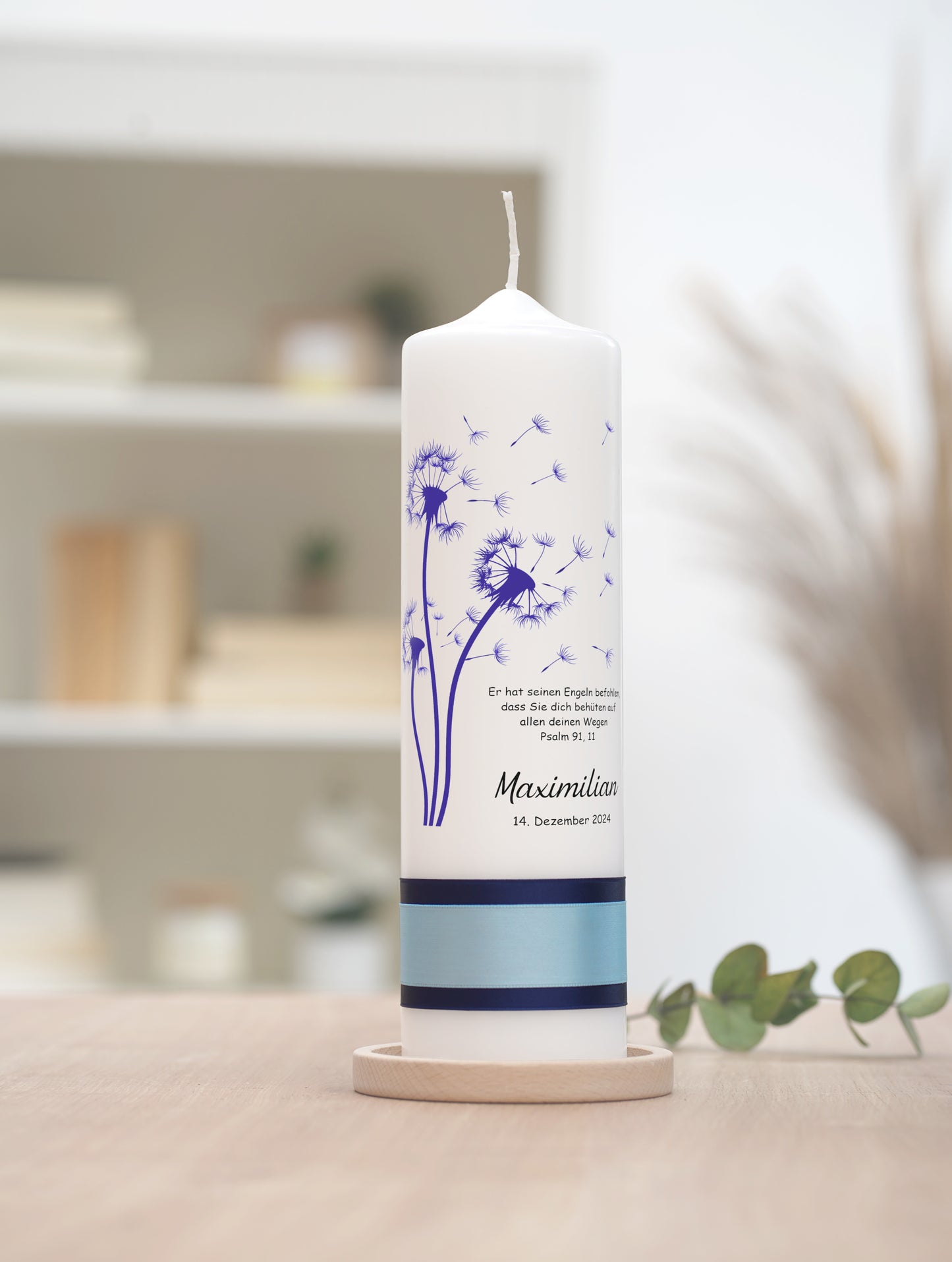 Taufkerze: Wunschflug der Pusteblume