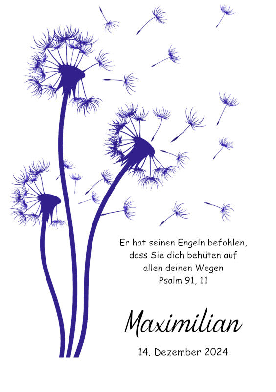 Taufkerze: Wunschflug der Pusteblume