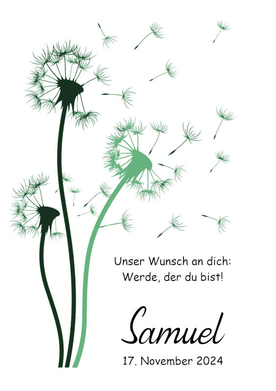 Taufkerze: Grüne Hoffnungsbrise