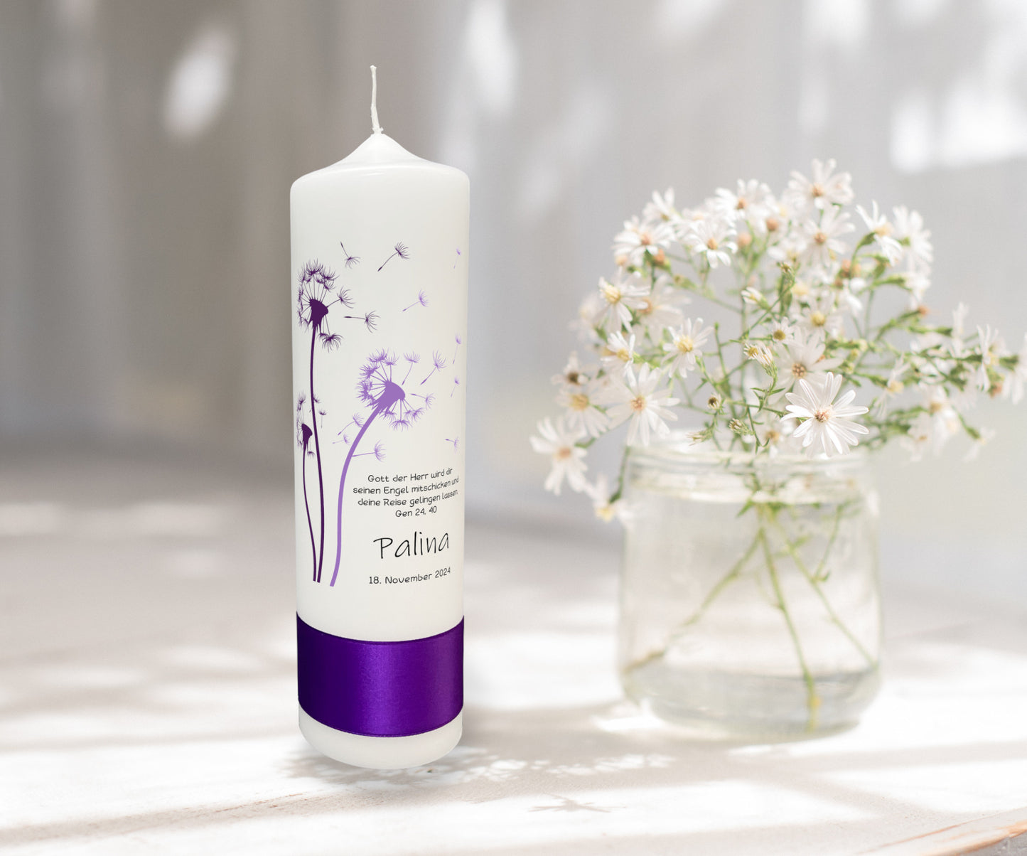 Taufkerze: Pusteblumen des Segens