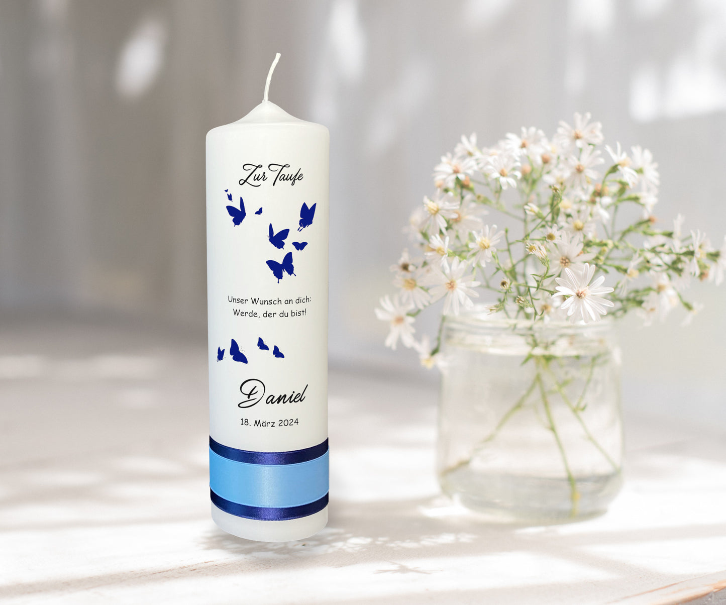 Taufkerze: Flügel des Glaubens