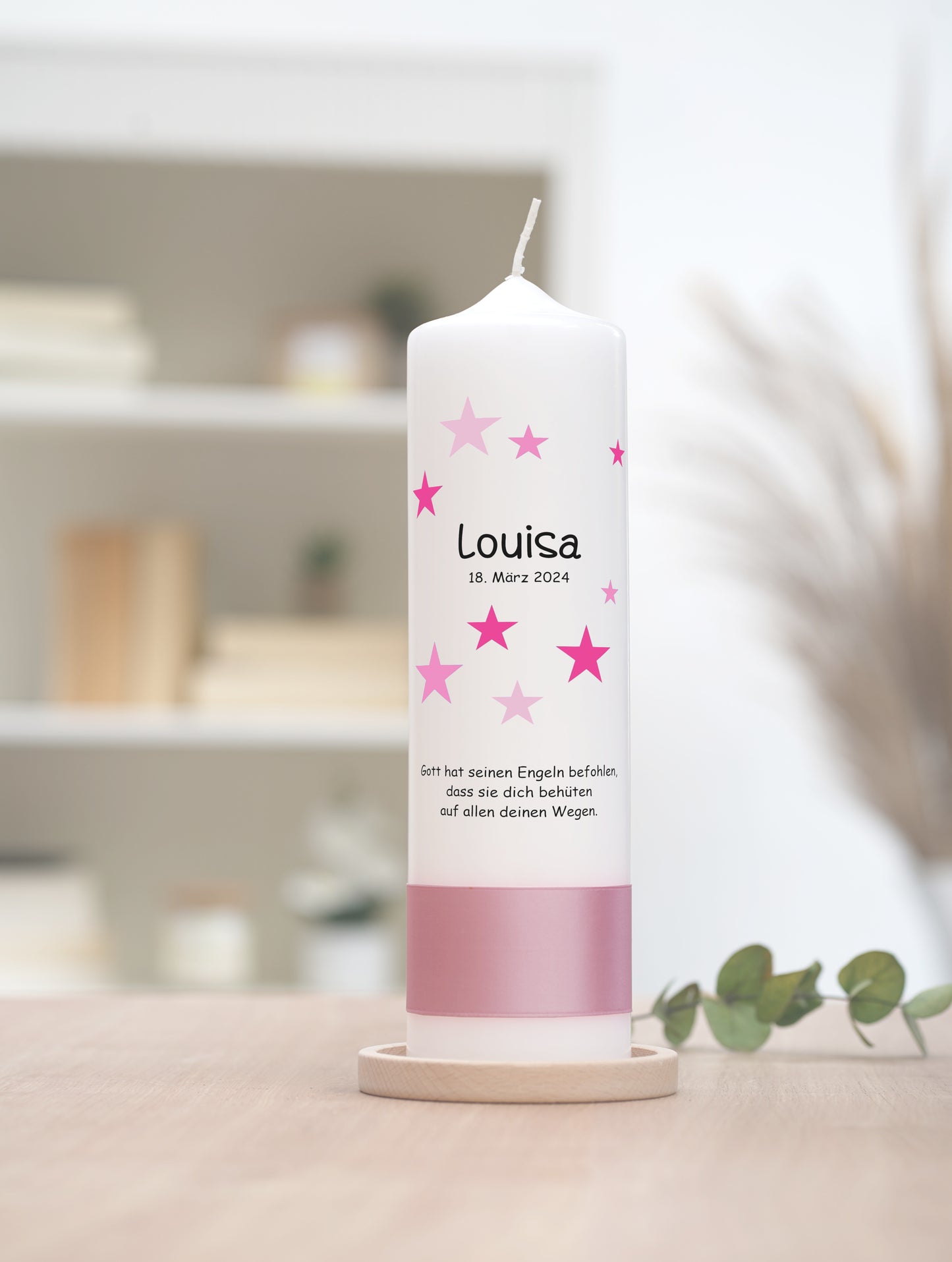 Taufkerze: Sternenglück in Rosa