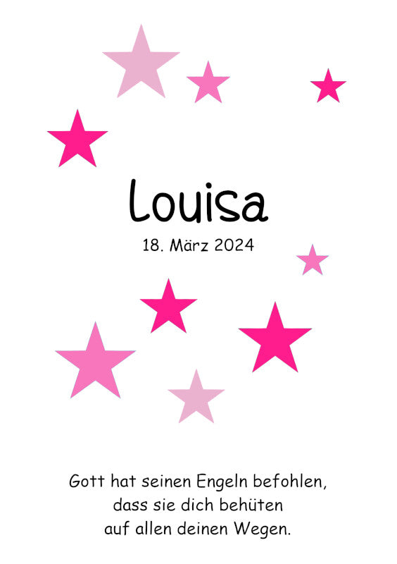 Taufkerze: Sternenglück in Rosa