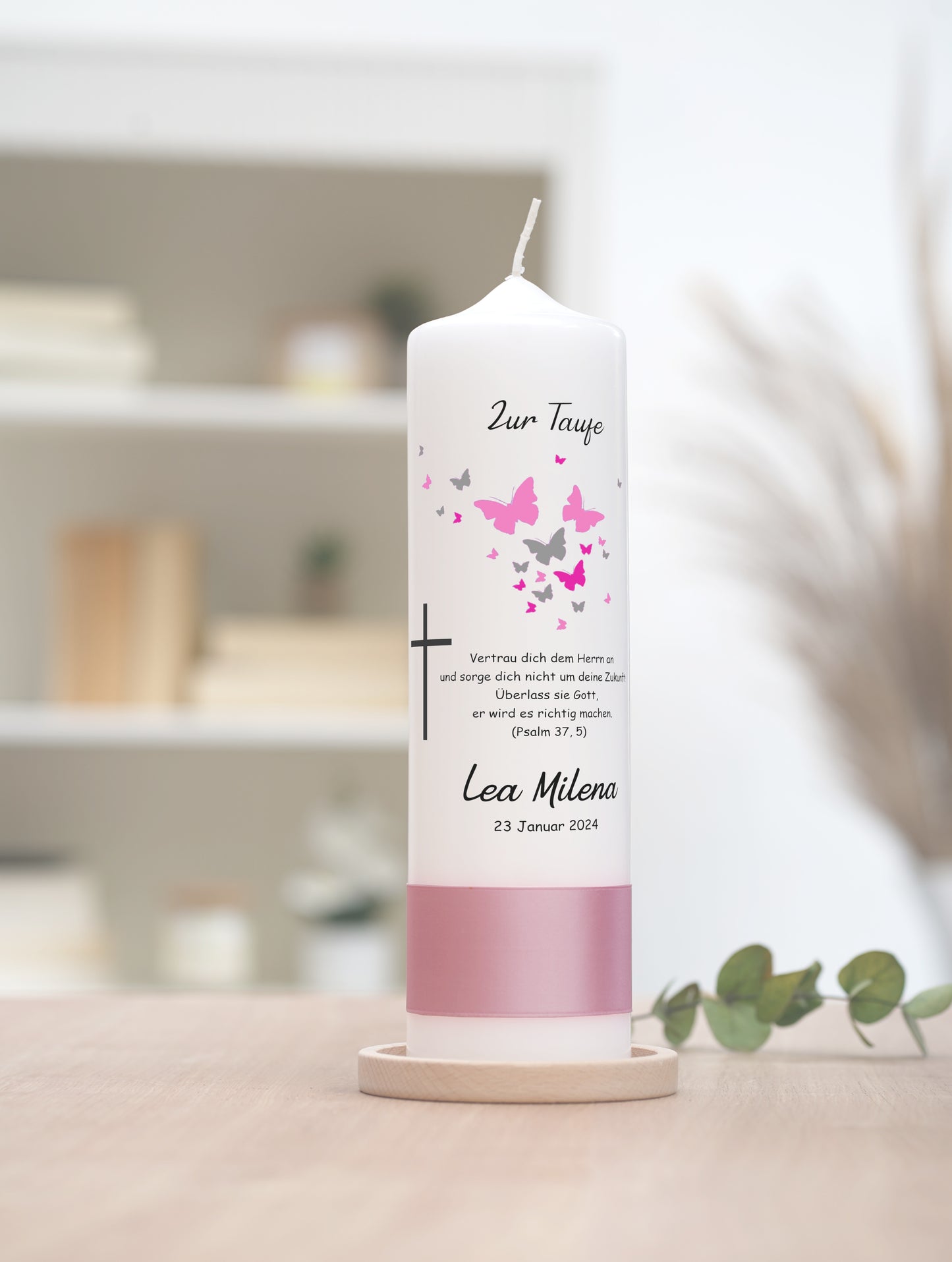 Taufkerze: Schmetterlingsflug des Glaubens