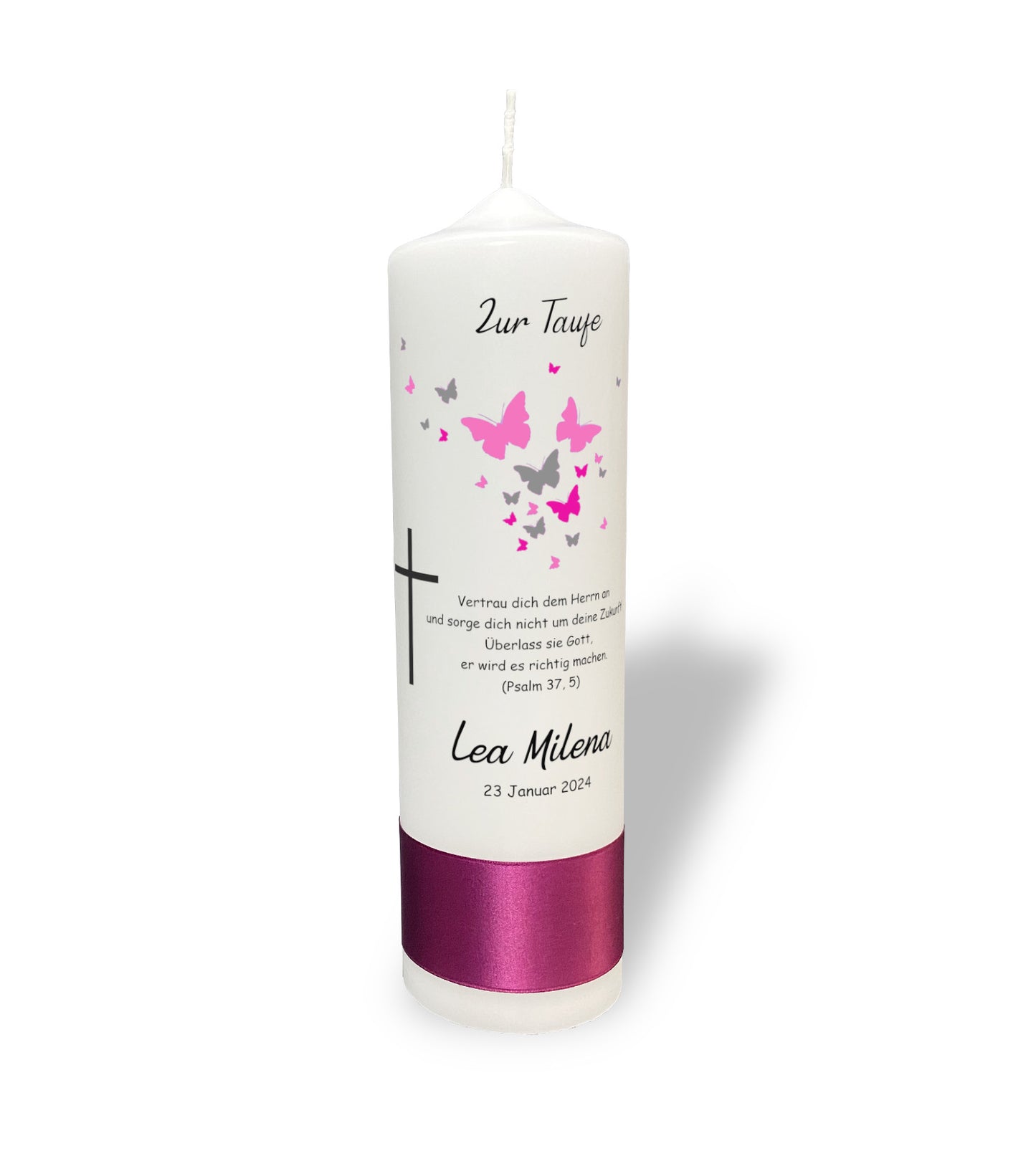 Taufkerze: Schmetterlingsflug des Glaubens