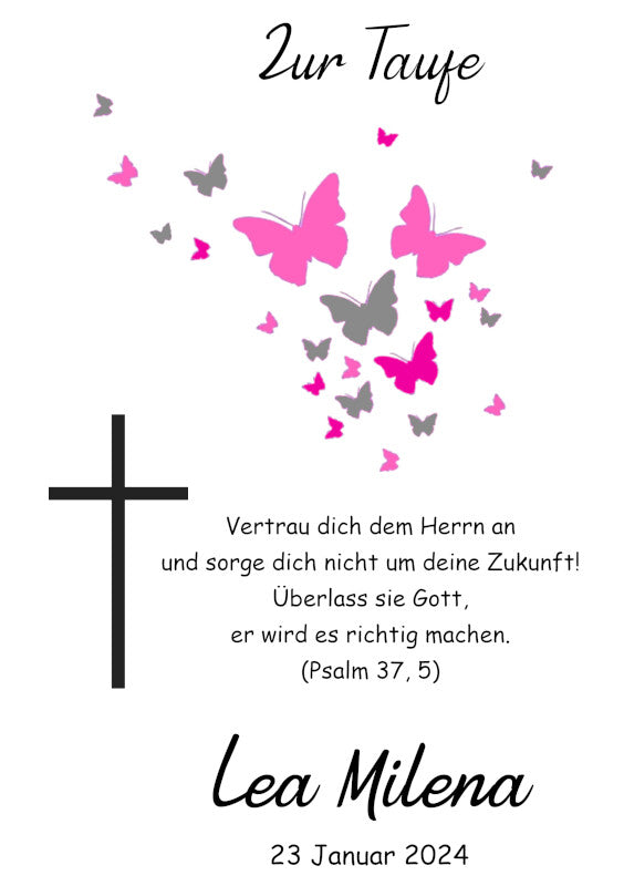 Taufkerze: Schmetterlingsflug des Glaubens