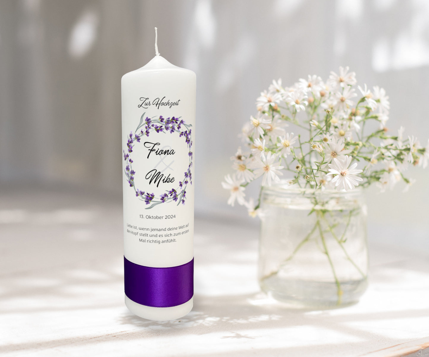 Hochzeitskerze: Hochzeitskerze Im Zeichen des Lavendels