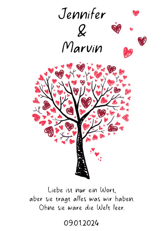 Hochzeitskerze: Baum der Herzen