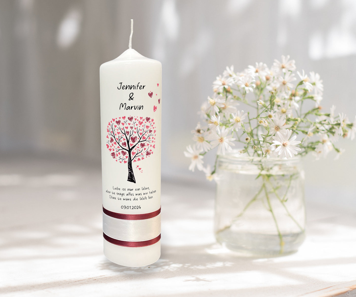 Hochzeitskerze: Baum der Herzen