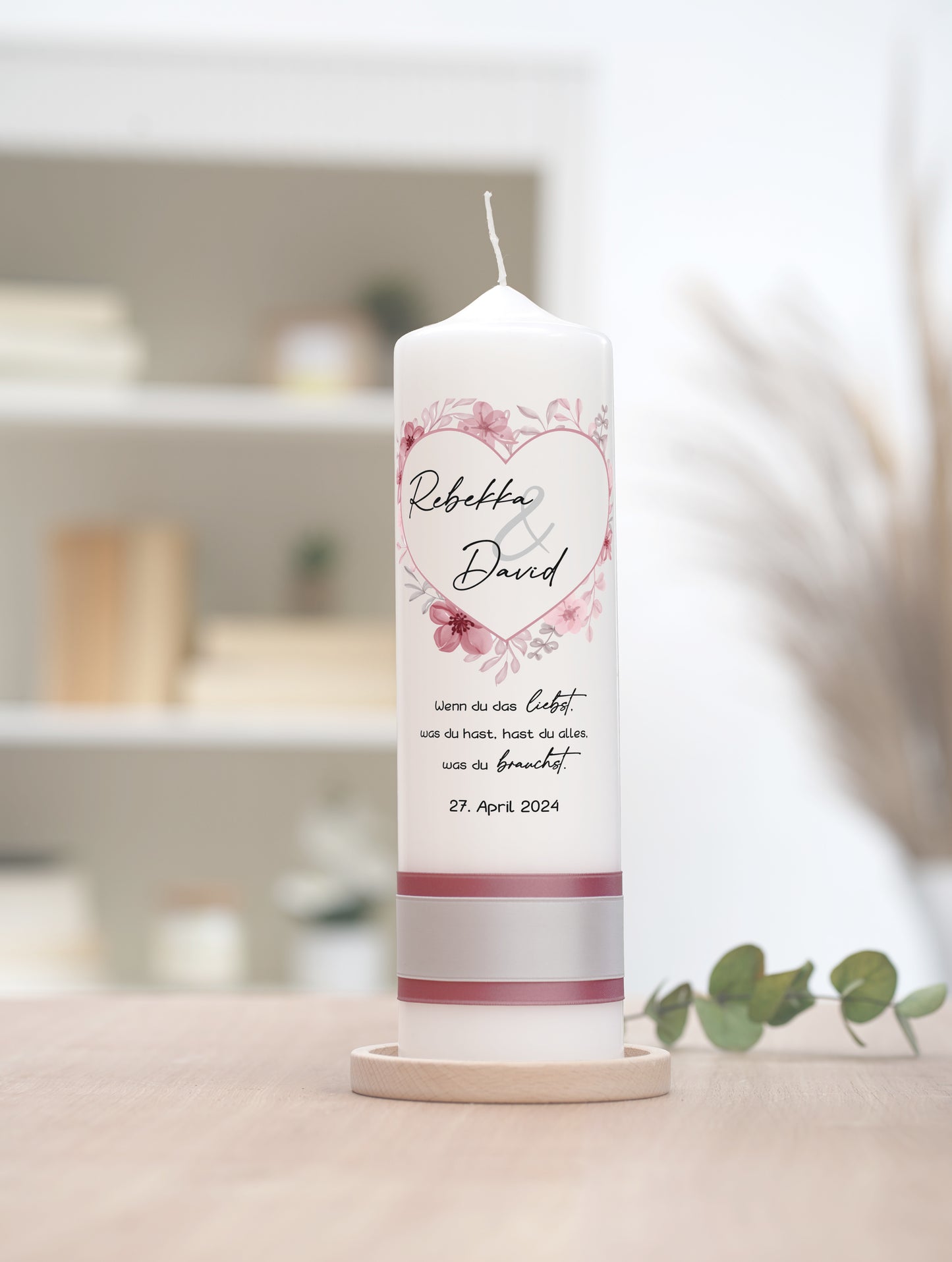 Hochzeitskerze: Blütenherz