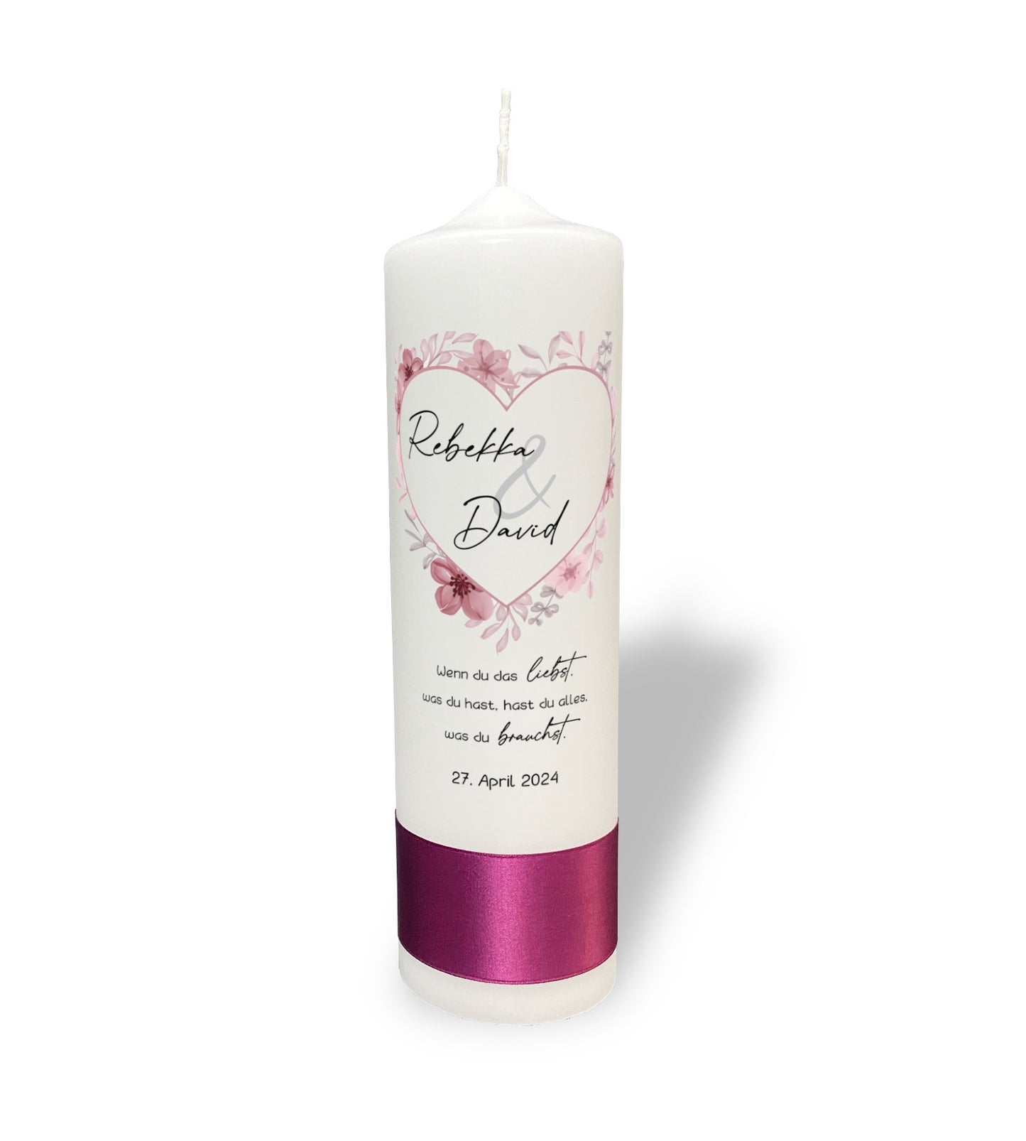 Hochzeitskerze: Blütenherz
