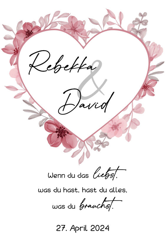 Hochzeitskerze: Blütenherz