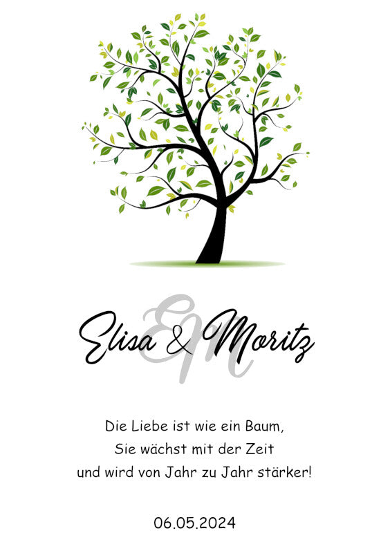 Hochzeitskerze: Lebensbaum im lebendigen Grün