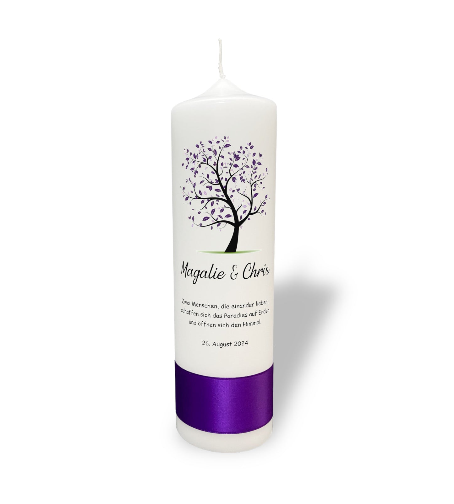 Hochzeitskerze: Zauberbaum in Lila