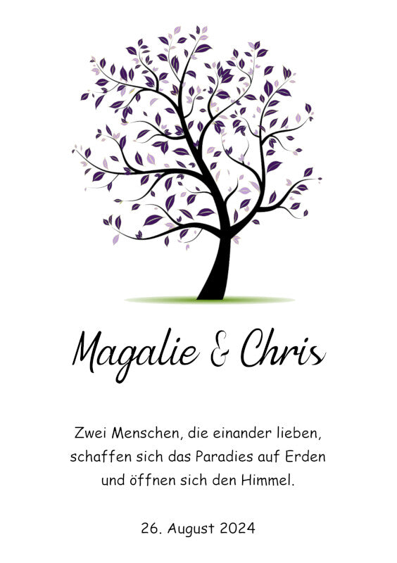 Hochzeitskerze: Zauberbaum in Lila