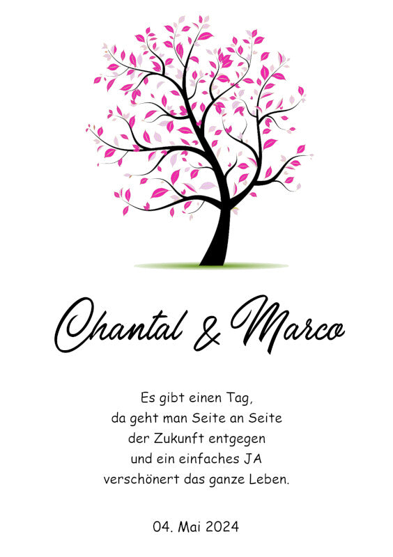 Hochzeitskerze: Blütenbaum der Liebe in Rosa